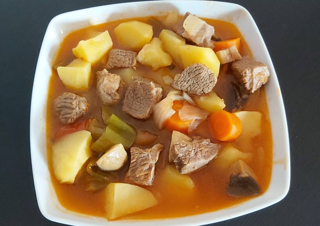 Beef stew with potatoes and veggies