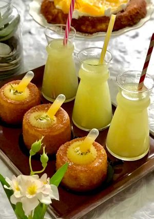 صورة لوصفة بسبوسة بنكهة الليمون و كريمة البرتقال 🍋🍊