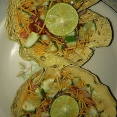 Papad katori chat A picture of Papad katori chat.