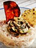 Risotto au Gorgonzola, Champignons en Persillade, Chips de Chorizo et Tuile de Parmesan