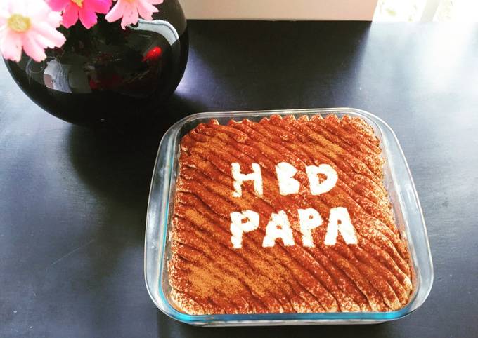 Ini dia! Cara praktis buat Tiramisu (No Egg, No Bake)  sempurna