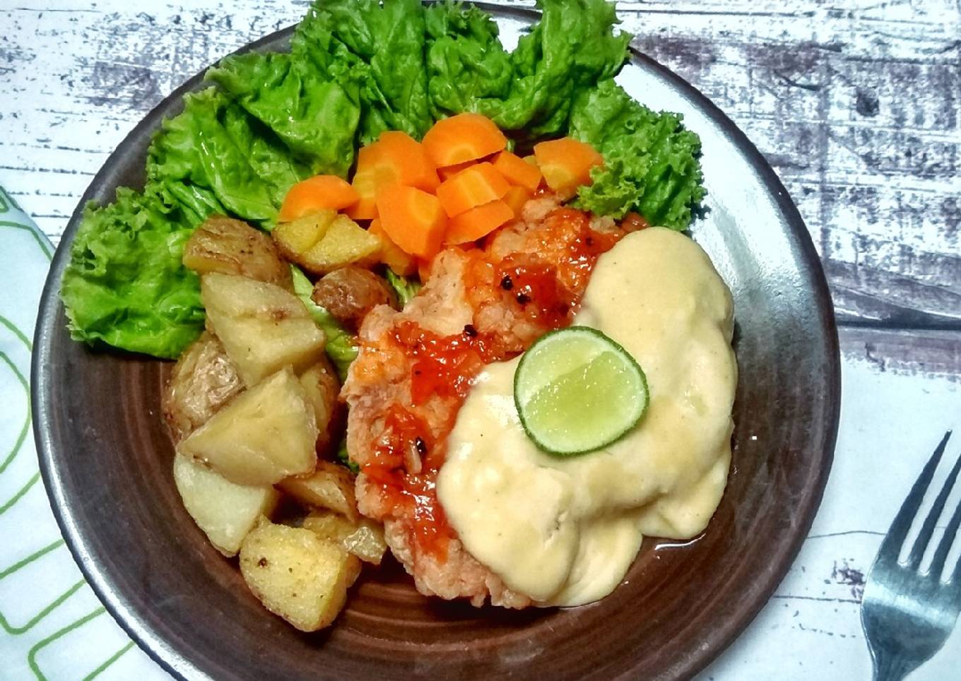 Korean Chicken Steak with Cheese Sauce