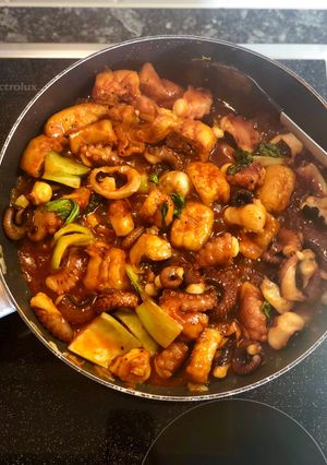 Foto resep 낙지볶음 Nakji Bokkeum (Gurita Pedas Korea)