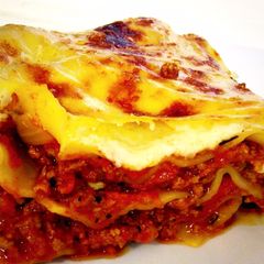 A picture of Homemade lasagna.