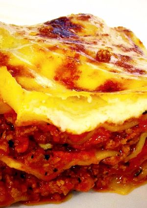 A picture of Homemade lasagna.