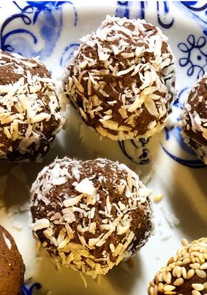 A picture of Chocolate black bean balls - vegan.
