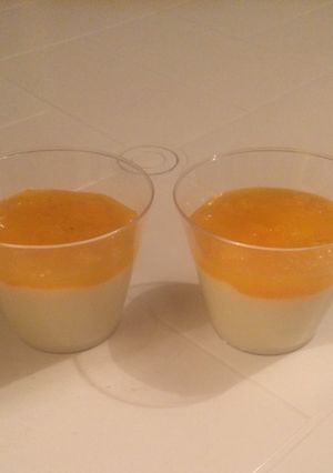 Una foto de Manjar Blanco o Natilla con Sirope de Mango 🥭 en Almíbar