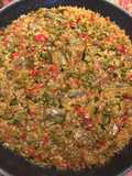 Paella vegetariana con arroz integral