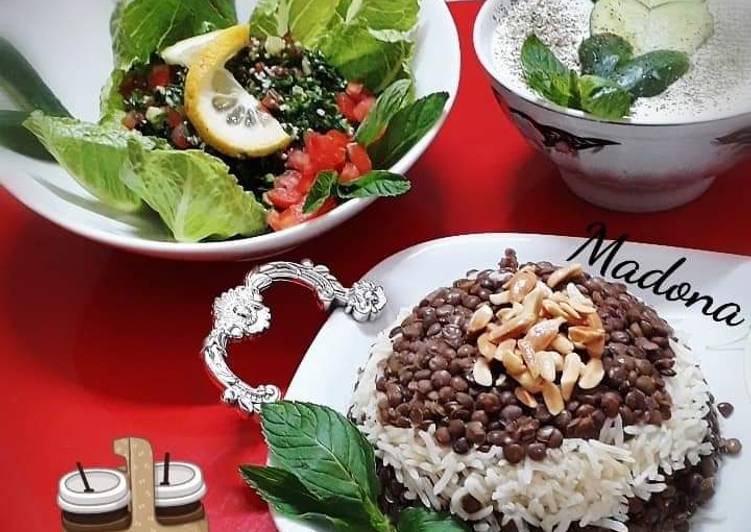 مجدره الارز بالعدس السريعه