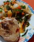 Contramuslos al horno con verduras