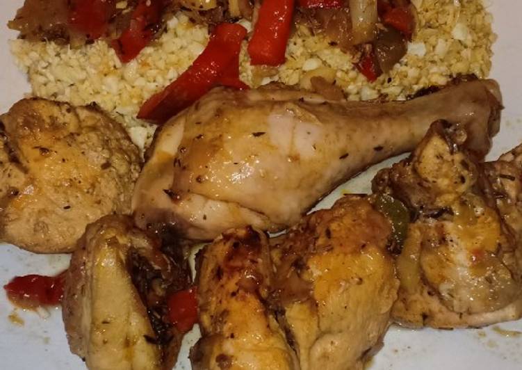 Pollo a la cerveza y coliarroz🇪🇸/sin gluten/low carb/keto/paleo