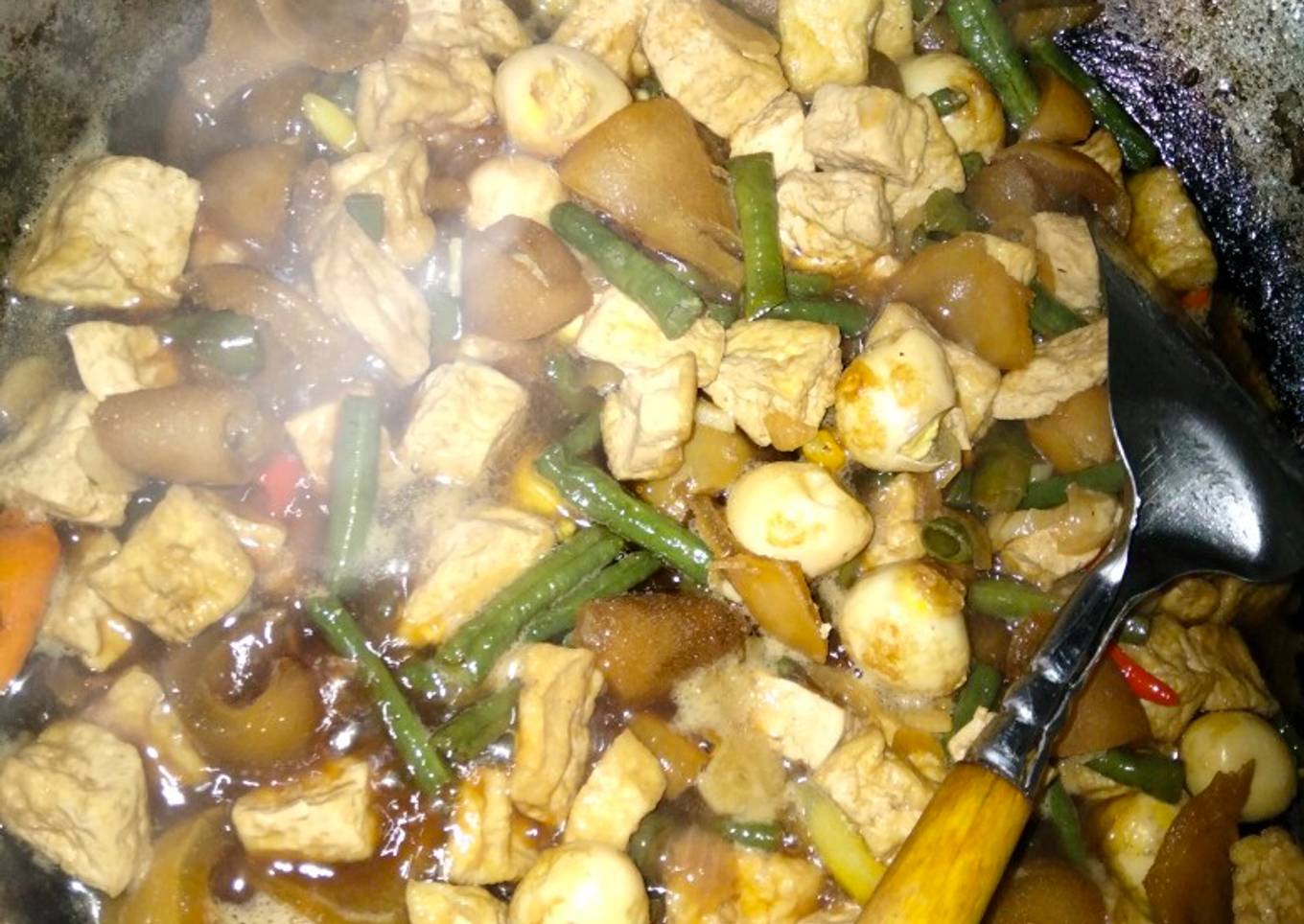 Oseng Kikil Tahu Telur Puyuh Kacang Panjang