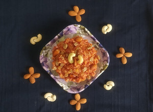 A picture of Gajar ka halwa (Carrot Halwa recipe in English).