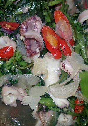 Foto resep Tumis kangkung dan cumi asin