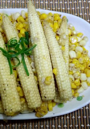 黑椒牛油炒雙粟 的食譜成品照片