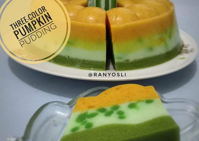 11. Three-color pumpkin pudding / puding labu kuning 3 warna