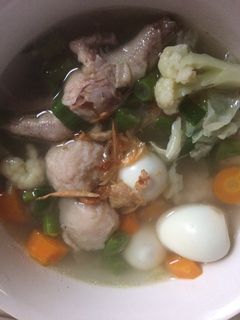 Foto resep Sop ceker, telur puyuh dan baso