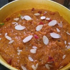 A picture of Jaggery Moong halwa.