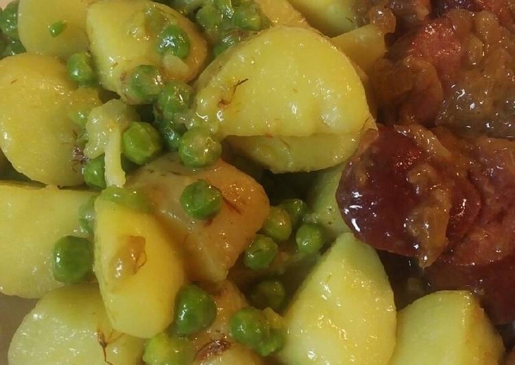 Saffron Flowers with English Peas and Potatoes