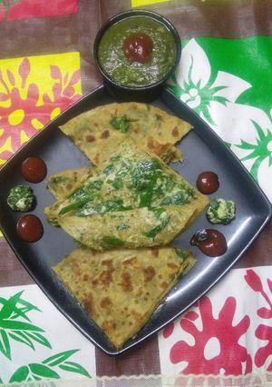 A picture of Palak cheese paratha.