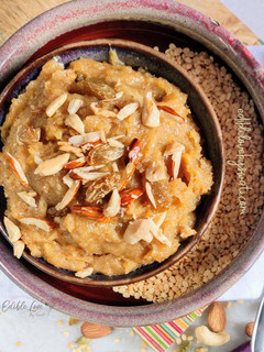 A picture of Instant Moong dal halwa.