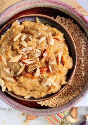 A picture of Instant Moong dal halwa.