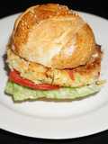 Crab burgers on homemade sesame seed buns