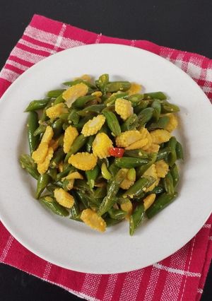Foto resep Buncis Jagung Muda Saus Tiram