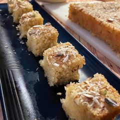 A picture of Basbousa Cake (Semolina Cake).