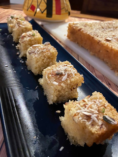 A picture of Basbousa Cake (Semolina Cake).