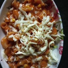 Cheesy corn pasta A picture of Cheesy corn pasta.