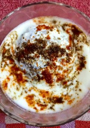 A picture of Dahi vada (lental dumpling) is a popular India chaat.