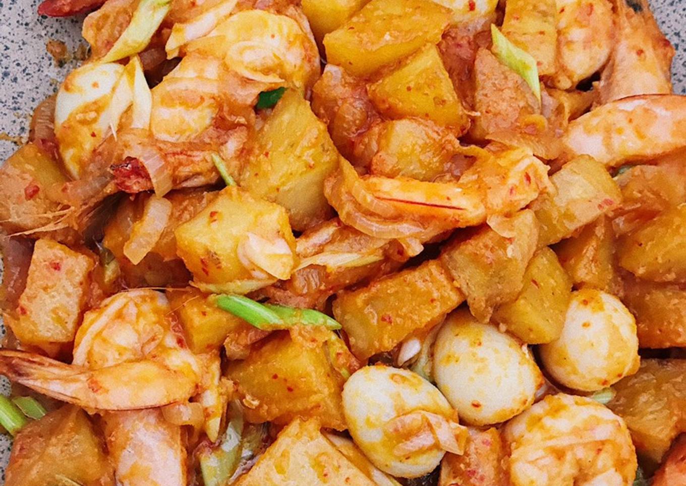 Balado Udang, Kentang dan Telur Puyuh
