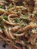 Vegan spaghetti a la carbonara