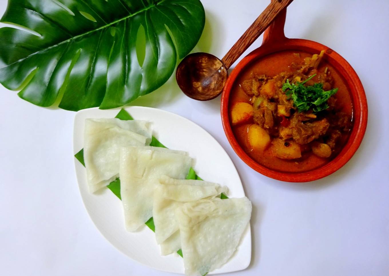 Neer dosa and Mutton curry