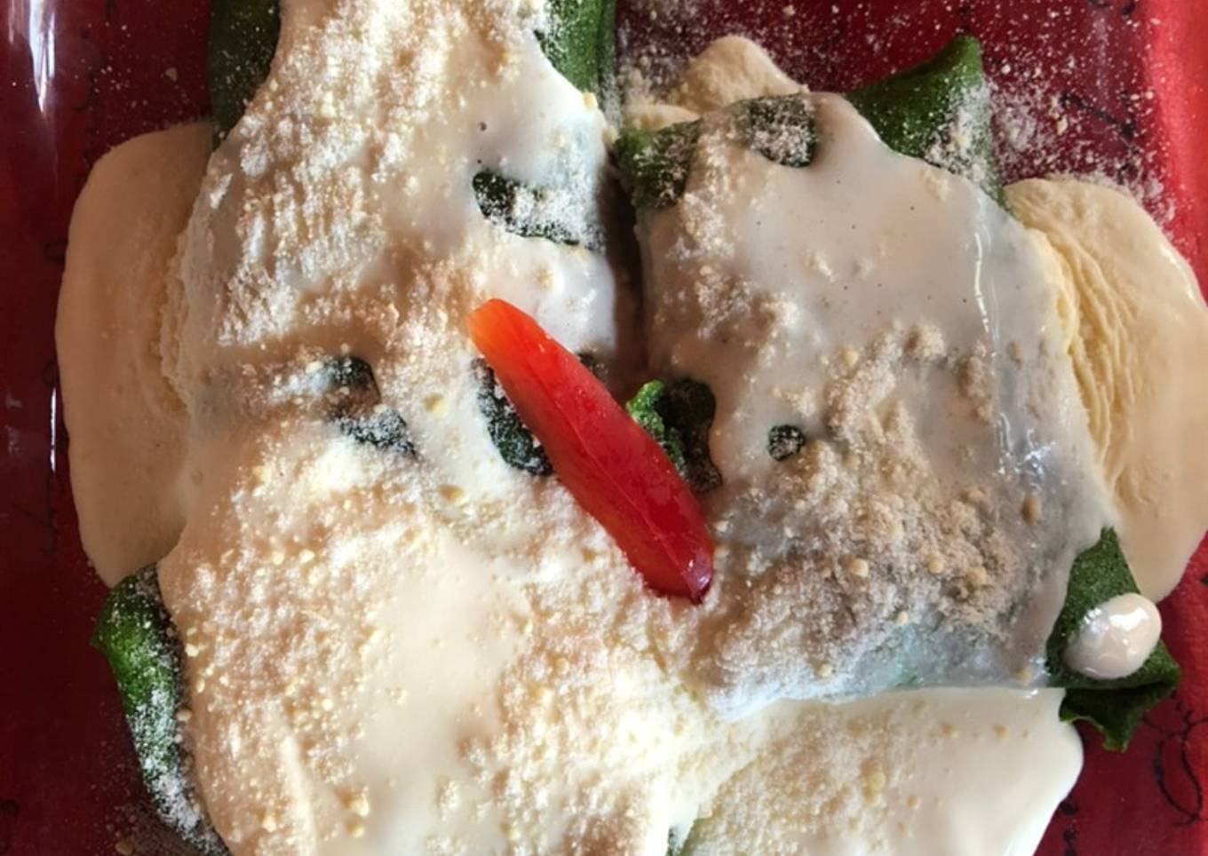 Crepes de espinaca con pollo a la crema!!!