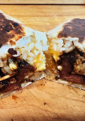 A picture of Filipino Style Breakfast Burrito.
