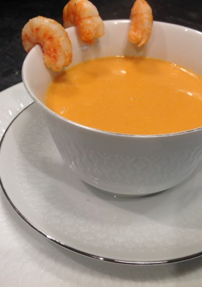 Una foto de Crema de Langostinos