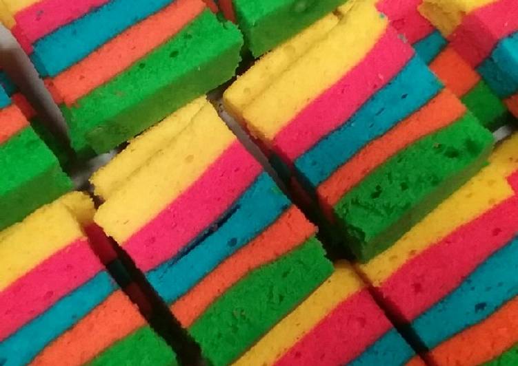 Resep Rainbow cake kukus simpel Anti Gagal