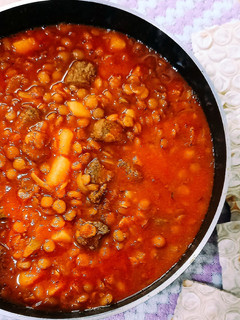 عکسی از دستور عدسی با گوشت چرخ کرده