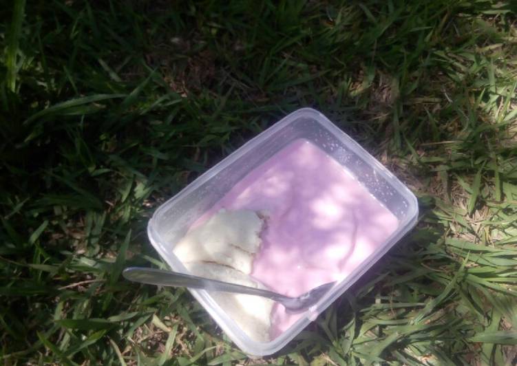Ugali and strawberry yogurt