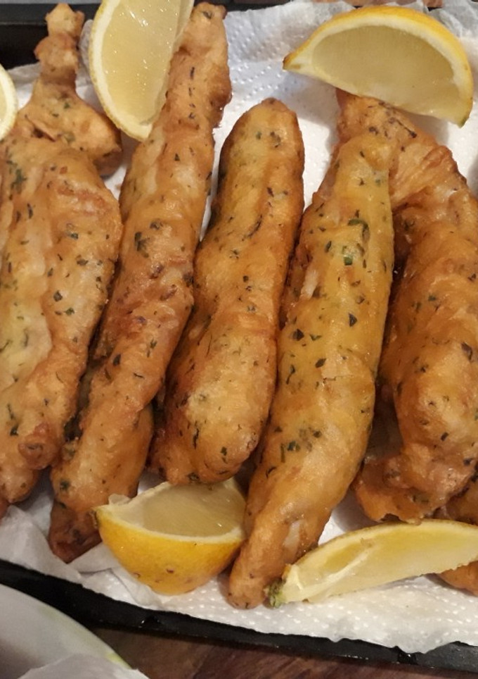 Una foto de Milanesas de pescado a la marinera