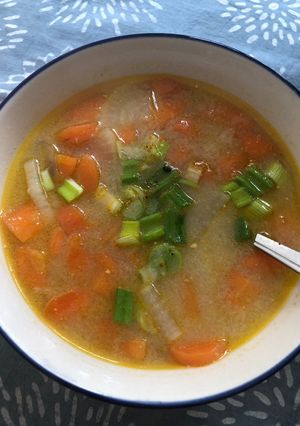 A picture of Carrot and Daikon Miso Soup - vegan.