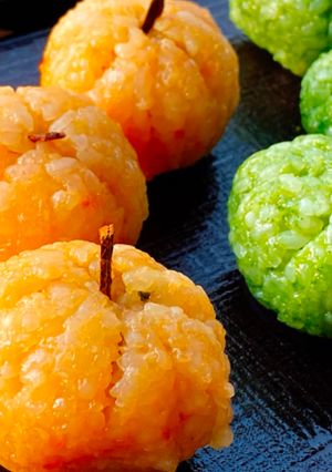 A picture of Japanese Kawaii Kabocha Mochi.