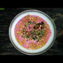 A picture of Baghara Beet Raita.