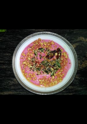 A picture of Baghara Beet Raita.