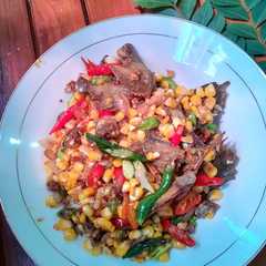 A picture of Oseng jagung ikan asin sepat pete.