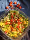 Pesto creamy veggie salad