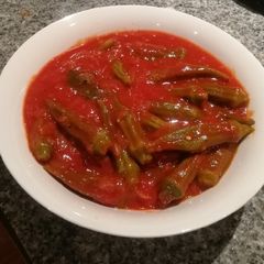 A picture of Egyptian/Lebanese Okra (Bamia) Vegan/Vegetarian.