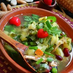 A picture of Vegetable with dry fish stew(Chamthong)Oil free recipe.
